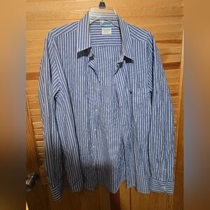 American Eagle Outfitters Blue and White Striped Button-down Shirt - XL